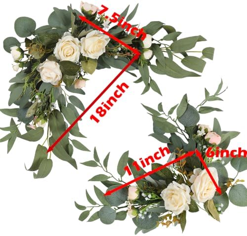 2pcs Small Size Artificial Wedding Arch Flowers for Sign, Floral Swag Dusty Decor for Reception Ceremony, alternate view 3