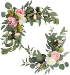 2pcs Small Size Artificial Wedding Arch Flowers for Wedding Sign, Floral Swag Dusty Decor for Reception Ceremony
