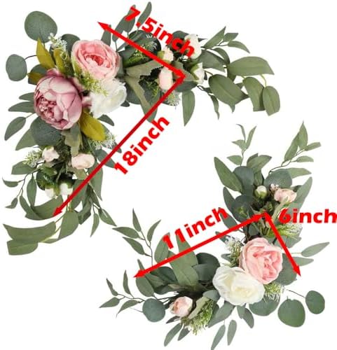 2pcs Small Size Artificial Wedding Arch Flowers for Wedding Sign, Floral Swag Dusty Decor for Reception Ceremony, alternate