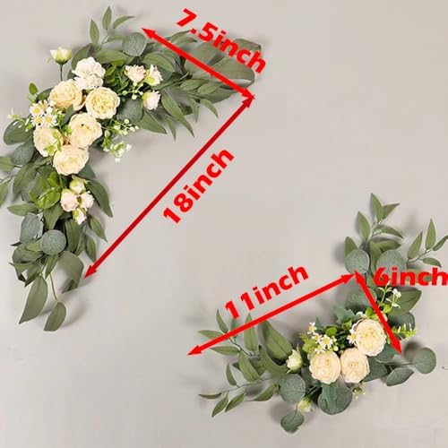 2pcs Small Size Artificial Wedding Arch Flowers for Wedding Sign, Floral Swag Dusty Decor for Reception Ceremony, alternate
