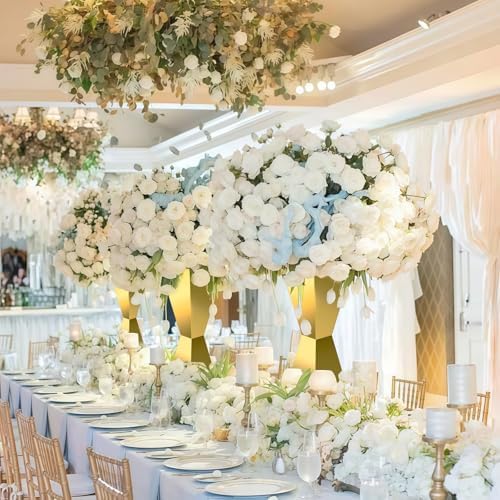 2PCS Stainless Steel Flower Vase Stand, Mirror Metal Pedestal for Table Centerpieces, Wedding & Party, alternate view 2