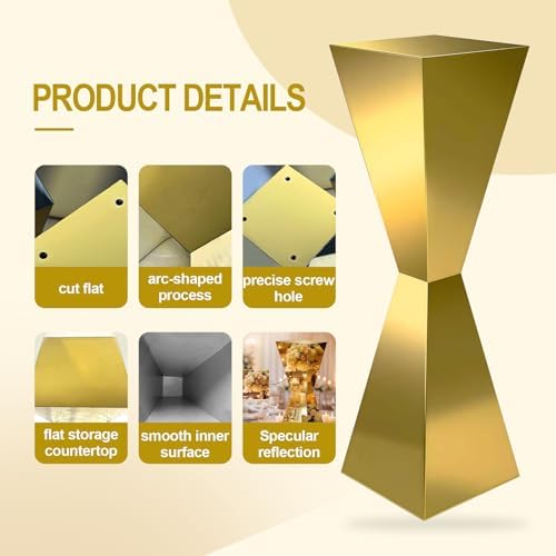2PCS Stainless Steel Flower Vase Stand, Mirror Metal Pedestal for Table Centerpieces, Wedding & Party, alternate view 4