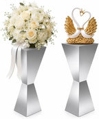 2PCS Stainless Steel Flower Vase Stand, Mirror Metal Pedestal for Table Centerpieces, Wedding & Party