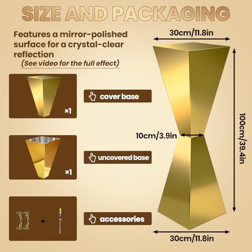 2PCS Stainless Steel Wedding Display Centerpiece Stand - Geometric Symmetry for Weddings, Party, Dessert, alternate view 3