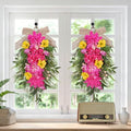 2Pcs Summer Teardrop Swag for Front Door Hydrangea Wreath with Peony