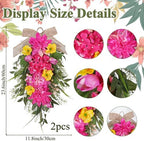2Pcs Summer Teardrop Swag for Front Door Hydrangea Wreath with Peony, alternate view 3