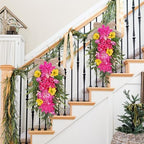 2Pcs Summer Teardrop Swag for Front Door Hydrangea Wreath with Peony, alternate view 5