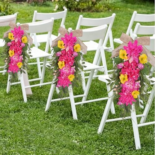 2Pcs Summer Teardrop Swag for Front Door Hydrangea Wreath with Peony, alternate view 6
