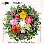 2Pcs Summer Wreaths Easter Wreath, Spring Wreaths for Front Door Outside, Large Front Door Wreath with Peony, alternate view