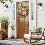2Pcs Summer Wreaths Easter Wreath, Spring Wreaths for Front Door Outside, Large Front Door Wreath with Peony, alternate view