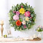 2Pcs Summer Wreaths Easter Wreath, Spring Wreaths for Front Door Outside, Large Front Door Wreath with Peony, alternate view