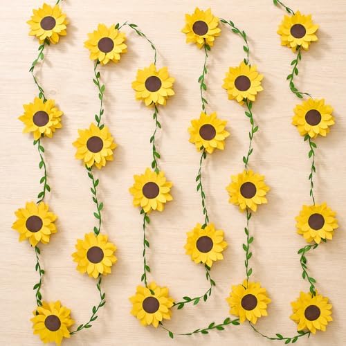 2PCS Sunflower Flower Garlands, Sunflower Banner Garland, Yellow Flower