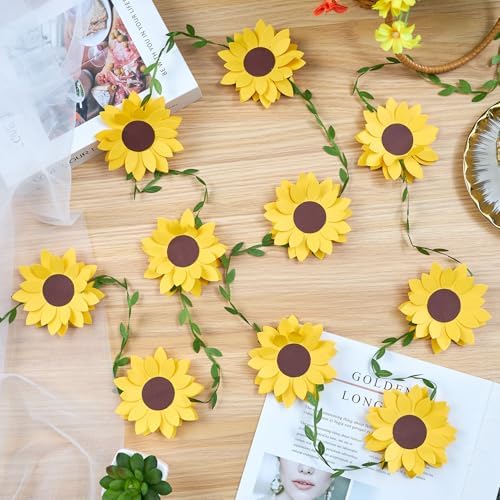 2PCS Sunflower Flower Garlands, Sunflower Banner Garland, Yellow Flower, alternate view 2