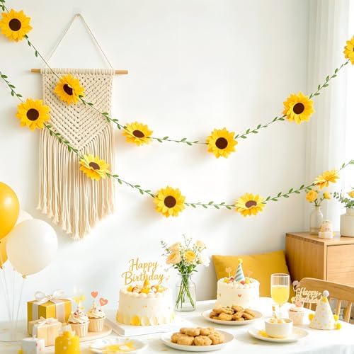 2PCS Sunflower Flower Garlands, Sunflower Banner Garland, Yellow Flower, alternate view 5