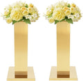 2PCS Tall Vases for Centerpieces,23.6" Stainless Steel Column Geometric Centerpieces Wedding Flower Stand Flower