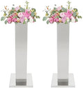 2PCS Tall Vases for Centerpieces,31.5" Stainless Steel Column Geometric Centerpieces Wedding Flower Stand Flower