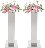2PCS Tall Vases for Centerpieces,31.5" Stainless Steel Column Geometric Centerpieces Wedding Flower Stand Flower
