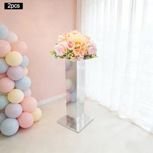 2PCS Tall Vases for Centerpieces,31.5" Stainless Steel Column Geometric Centerpieces Wedding Flower Stand Flower, alternate