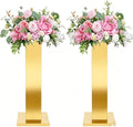 2PCS Tall Vases for Centerpieces,31.5" Stainless Steel Column Geometric Centerpieces Wedding Flower Stand Flower