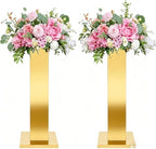 2PCS Tall Vases for Centerpieces,31.5" Stainless Steel Column Geometric Centerpieces Wedding Flower Stand Flower
