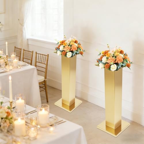 2PCS Tall Vases for Centerpieces,31.5" Stainless Steel Column Geometric Centerpieces Wedding Flower Stand Flower, alternate