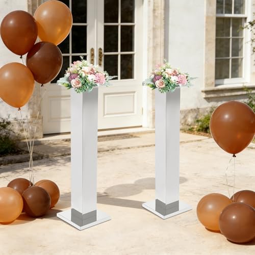 2PCS Tall Vases for Centerpieces,39.4" Stainless Steel Column Geometric Centerpieces Wedding Flower Stand Flower, alternate