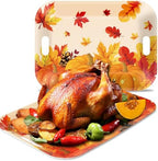 2Pcs Thanksgiving Day Fall Serving Tray 16.1 X 11.1 Inch Large Melamine Trays Platters with Handles Fall Pumpkin