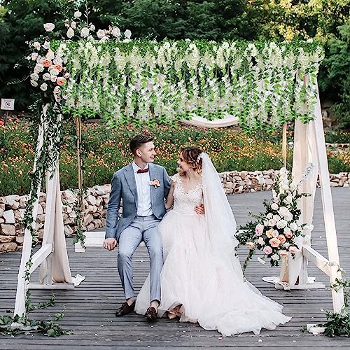 2Pcs Total 14.4FT Wisteria Artificial Flowers Garland for Decor, alternate view 7