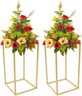 2PCS Wedding Flower Stand 15.74 inches Rectangular Display Rack Gold Flower Holder Metal Detachable Holder