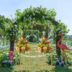 2PCS Wedding Flower Stand 15.74 inches Rectangular Display Rack Gold Flower Holder Metal Detachable Holder, alternate view 2
