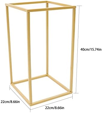 2PCS Wedding Flower Stand 15.74 inches Rectangular Display Rack Gold Flower Holder Metal Detachable Holder, alternate view 3