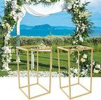 2PCS Wedding Flower Stand 15.74 inches Rectangular Display Rack Gold Flower Holder Metal Detachable Holder, alternate view 4