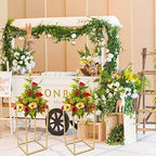 2PCS Wedding Flower Stand 15.74 inches Rectangular Display Rack Gold Flower Holder Metal Detachable Holder, alternate view 5