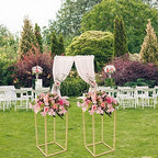 2PCS Wedding Flower Stand 15.74 inches Rectangular Display Rack Gold Flower Holder Metal Detachable Holder, alternate view 7