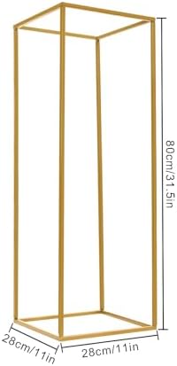 2PCS Wedding Flower Stand Rectangular Flower Rack Gold Display Holder Metal Art Geometric Column for Birthday, alternate view