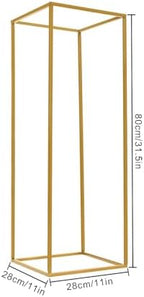 2PCS Wedding Flower Stand Rectangular Flower Rack Gold Display Holder Metal Art Geometric Column for Birthday, alternate view