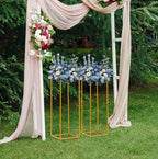 2PCS Wedding Flower Stand Rectangular Flower Rack Gold Display Holder Metal Art Geometric Column for Birthday, alternate view