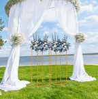 2PCS Wedding Flower Stand Rectangular Flower Rack Gold Display Holder Metal Art Geometric Column for Birthday, alternate view