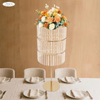 2pcs Wedding Gold Vases Centerpieces, Crystal Vases for Centerpieces, 3 Tier Chandelier Centerpiece Crystal, alternate view 6