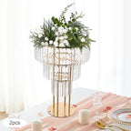 2pcs Wedding Gold Vases Centerpieces, Crystal Vases for Centerpieces, 3 Tier Chandelier Centerpiece Crystal, alternate view 4