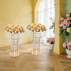 2pcs Wedding Gold Vases Centerpieces, Crystal Vases for Centerpieces, 3 Tier Chandelier Centerpiece Crystal, alternate view 6