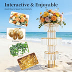 2pcs Wedding Gold Vases Centerpieces, Crystal Vases for Centerpieces, 5 Tier Chandelier Centerpiece Crystal, alternate view 5