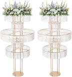 2pcs Wedding Gold Vases Centerpieces Crystal Vases for Centerpieces 5 Tier Table Chandelier Centerpiece 61 in