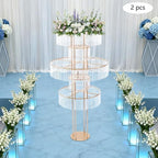 2pcs Wedding Gold Vases Centerpieces Crystal Vases for Centerpieces 5 Tier Table Chandelier Centerpiece 61 in, alternate view