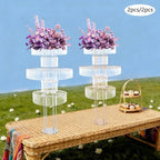 2pcs Wedding Gold Vases Centerpieces Crystal Vases for Centerpieces 5 Tier Table Chandelier Centerpiece 61 in, alternate view