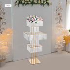 2pcs Wedding Gold Vases Centerpieces Crystal Vases for Centerpieces 5 Tier Table Chandelier Centerpiece 49.2 in, alternate