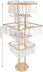 2pcs Wedding Gold Vases Centerpieces Crystal Vases for Centerpieces 5 Tier Table Chandelier Centerpiece 49.2 in, alternate