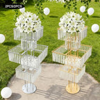 2pcs Wedding Gold Vases Centerpieces Crystal Vases for Centerpieces 5 Tier Table Chandelier Centerpiece 49.2 in, alternate