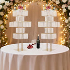 2pcs Wedding Gold Vases Centerpieces, Crystal Vases for Centerpieces, 5 Tier Chandelier Centerpiece Crystal, alternate view 2