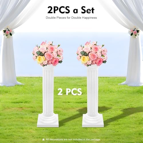 2Pcs Wedding Roman Column, Artistic Roman Column Statue Party Flowerpot Holder Wedding Event Decorative Columns, alternate